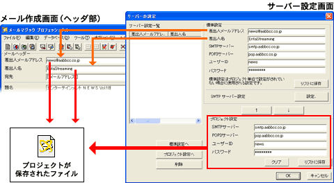 サーバー（アカウント）設定の画面例